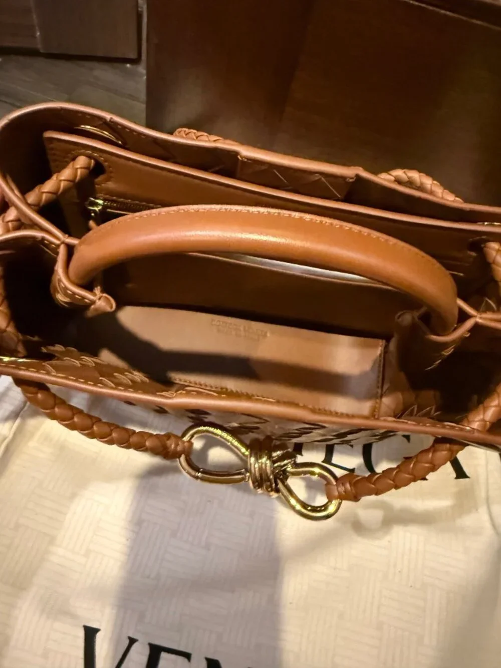 New Bottega Veneta Brown Small Andiamo Bag
